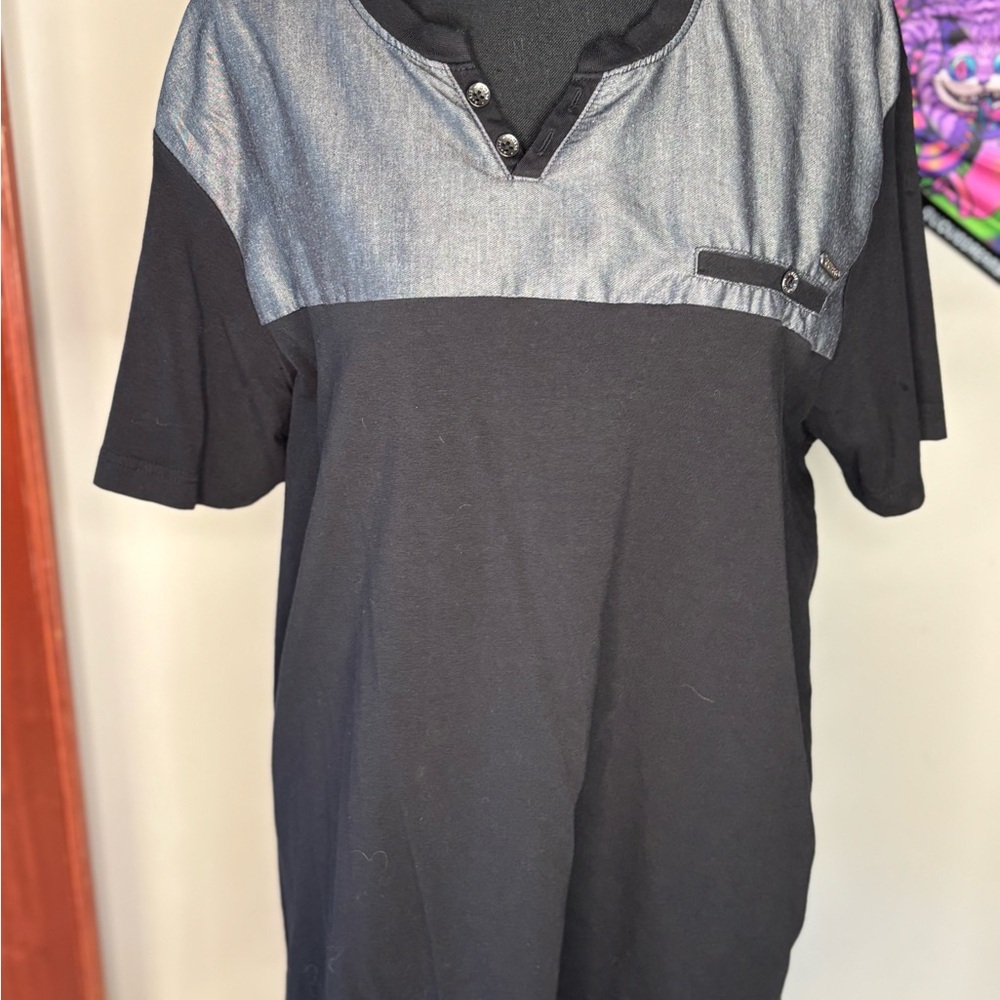 Guess Black and Gray Casual Button Down Shirt